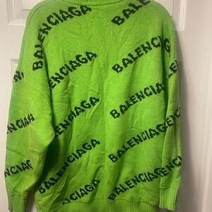 Balenciaga Neon Green Logo Crewneck Sweater